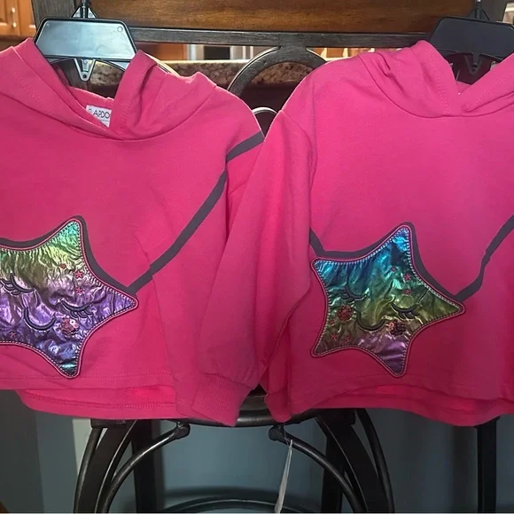 🆕 Flapadoodle hoodie with Iridescent Star Pocket Purse. Sizes 2. Adorable. 💝 - Picture 6 of 12